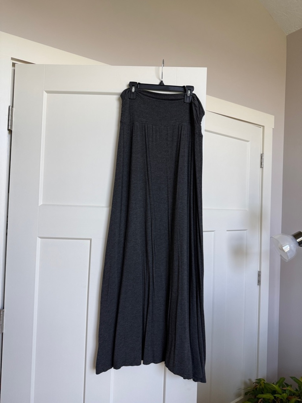 AB Studio Charcoal Black Maxi Skirt - Elegant Flowing Silhouette
